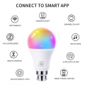 9W B22 Smart WLAN LED Glühbirne Dimmbar RGBCW Lampe Intelligente Birne Kompatibel mit Alexa und Google Home