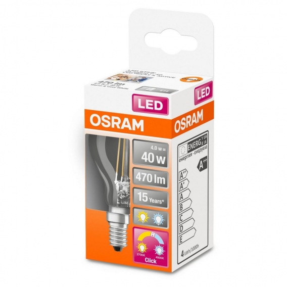 OSRAM LED RELAX & ACTIVE CLASSIC P 40 BOX Tunable White Filament Klar E14 Tropfen