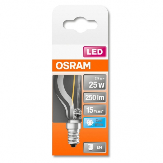 OSRAM LED STAR CLASSIC P 25 BOX Kaltweiß Filament Klar E14 Tropfen