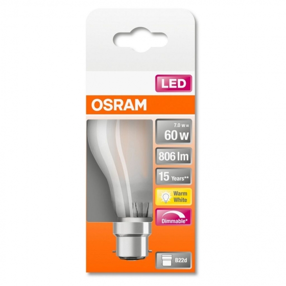 OSRAM LED SUPERSTAR CLASSIC A 60 BOX DIM Warmweiß Filament Matt B22d Glühlampe