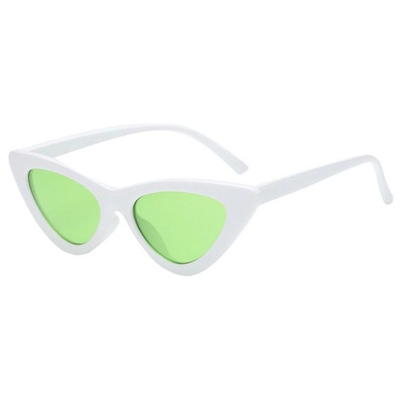 1pc Katzenaugen-Sonnenbrille Farbe Weißer Rahmen Grüne Linse