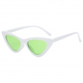 1pc Katzenaugen-Sonnenbrille Farbe Weißer Rahmen Grüne Linse