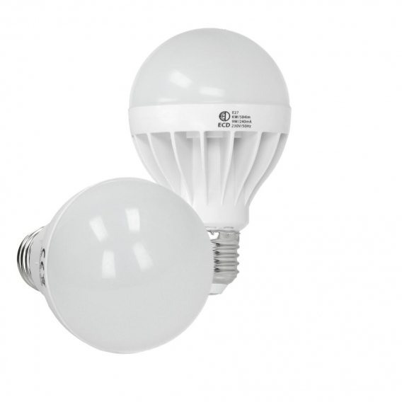 ECD Germany 8er Pack E27 LED Lampe Birne 9W - AC 220-240V - 584 Lumen - 270° Abstrahlwinkel - Kaltweiß 6000K - ersetzt 60W Glühl