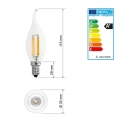 ECD Germany 1er Pack E14 LED Windstoß Kerze Filament 4W - AC 220-240V - 414 Lumen - 120° Abstrahlwinkel - Warmweiß 2800K - erset