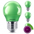 Philips LED Lampe, E27 Tropfenform P45, grün, nicht dimmbar, 4er Pack [Energieklasse C]