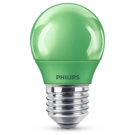 Philips LED Lampe, E27 Tropfenform P45, grün, nicht dimmbar, 4er Pack [Energieklasse C]