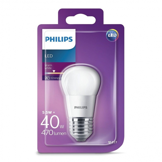 Philips LED P45 Leuchtmittel E27, 470lm, 5,5W, matt, ww,E27,A+,50578600