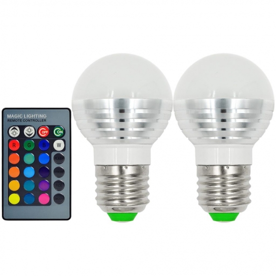 2x E27 3W＝20W LED Lampe Glühbirne RGB 220-240V Energiesparlampe Fernbedienung