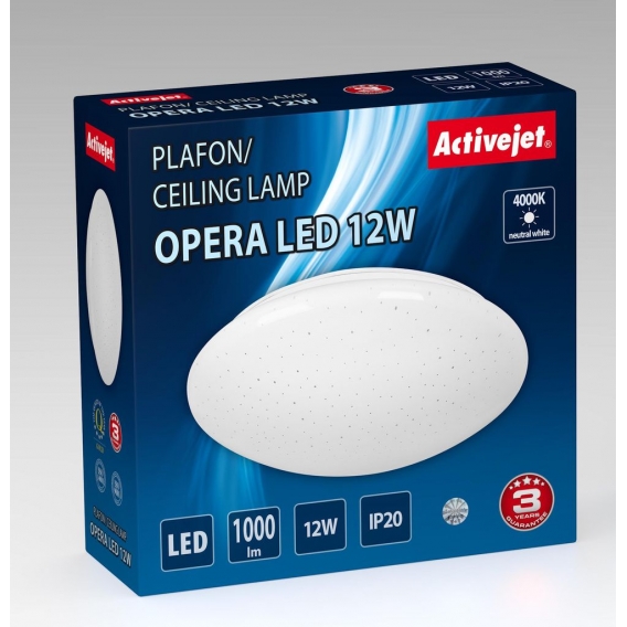 Activejet AJE-OPERA 12W, 18 Glühbirne(n), LED, Nicht austauschbare Glühbirne(n), 4000 K, 1000 lm, IP20