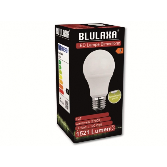 BLULAXA LED-SMD-Lampe, A60, E27, EEK: F, 14 W, 1521 lm, 2700 K
