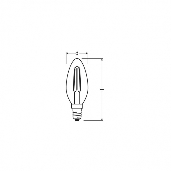 LEDVANCE LED-Kerzenlampe FM E14 2,5W F 2700K ewws 250lm Filamentlampe kl 300° AC Ø35x100mm LEDPCLB252,5W/827230VFILE1410X1