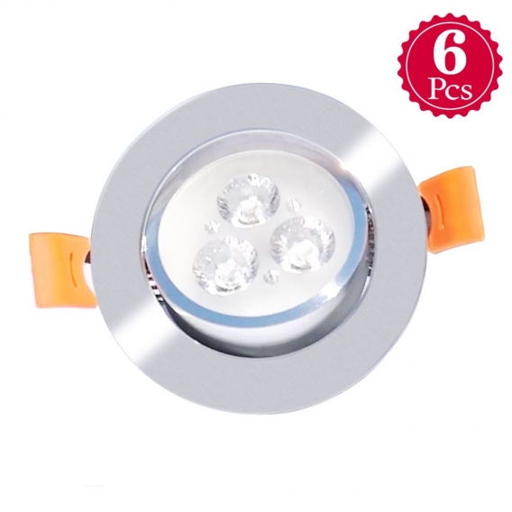 6 Stück LED Deckeneinbaustrahler + Treiber 3W Downlight Äquivalent 24W Halogenlampe AC 85-265V Kaltweiß 5500K