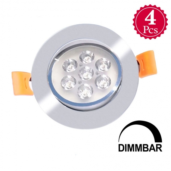 4 Stück 7W LED Dimmbarer Deckeneinbaustrahler + Treiber Downlight Äquivalent 55W Halogenlampe AC 230V Warmweiß 2700K