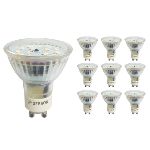 10x LED Lampen GU10 5W dimmbar, RA95 flimmerfrei, 230V Leuchtmittel warmweiß SEBSON