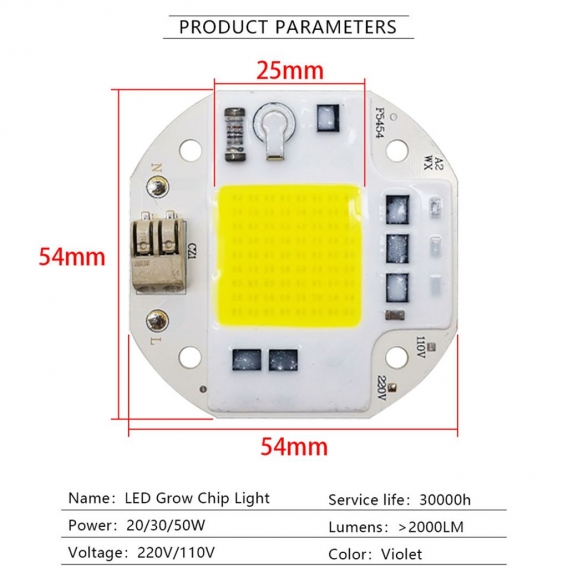 2 Stück 20W 6500K Kaltweiß AC85-265V Smart IC COB LED Chip für DIY Flutlicht