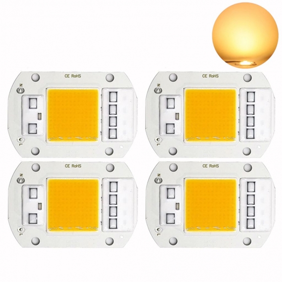 4 Stück 50W 3000K Warmweiß AC110/220V Smart IC COB LED Chip für DIY Flutlicht