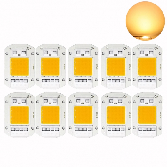 10 Stück 50W 3000K Warmweiß AC110/220V Smart IC COB LED Chip für DIY Flutlicht