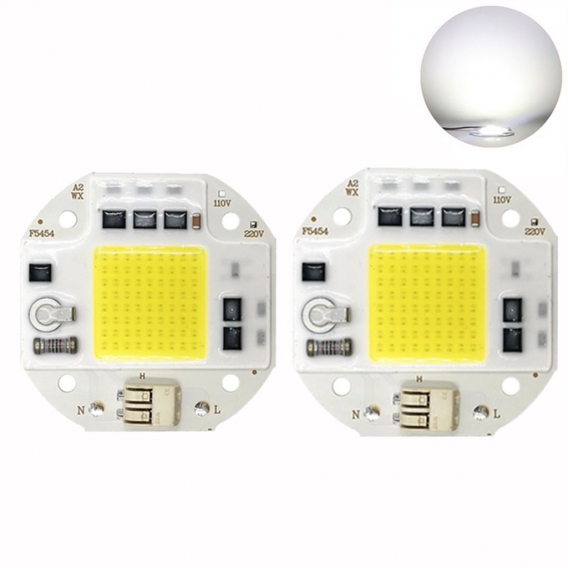 2 Stück 50W 6500K Kaltweiß AC85-265V Smart IC COB LED Chip für DIY Flutlicht