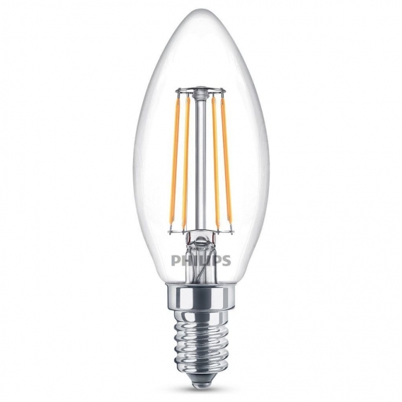 Philips LED Lampe ersetzt 40W, E14 Kerze B35, klar, warmweiß, 470 Lumen, nicht dimmbar, 3er Pack