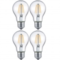 Trio LED-Leuchtmittel RL188, Filament Glühbirne Leuchte E27 4W EEK E, warmweiß  4er Set