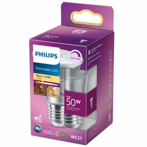 Philips LED Lampe ersetzt 50W, E27 Reflektor PAR20, warmweiß, 500 Lumen, dimmbar, 1er Pack