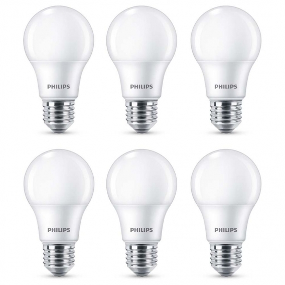 Philips LED ersetzt 60W, warmweiß (2700 Kelvin), 806 Lumen, 6er Pack, matt