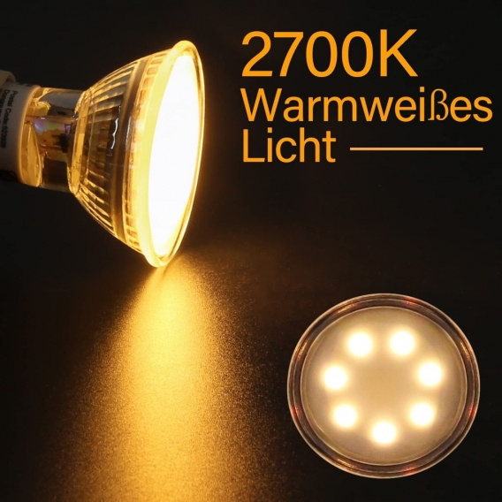 ZMH LED GU10 PAR16 Warmweiss LED Lampe - 12700K Warmweiß Licht Leuchtmittel LED Strahler GU10 Sockel 2.5W 210 Lumen Glühbirne