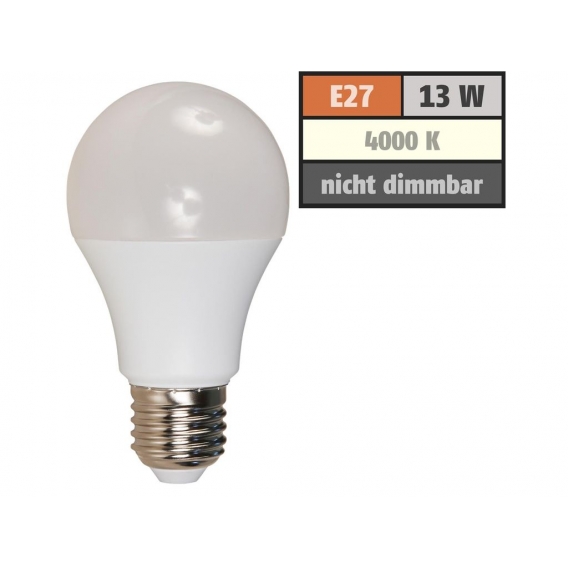 Spectrum LED Leuchtmittel Birnenform 13W ＝ 90W E27 matt 1250lm Neutralweiß 4000K 180°