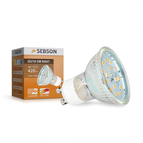 LED Lampen GU10 5W warmweiss RA97 flimmerfrei 230V 420lm LED Leuchtmittel SEBSON