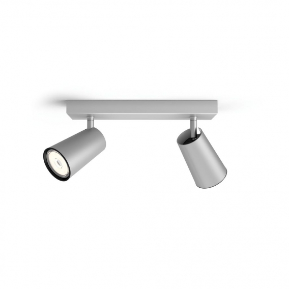 Philips myLiving 5057248pn GU10 Aluminium Lichtspot – Punkt-Licht (Aluminium, Metall, GU10, 2 bulb (S), 10 W, 9,2 mm) [Energiekl