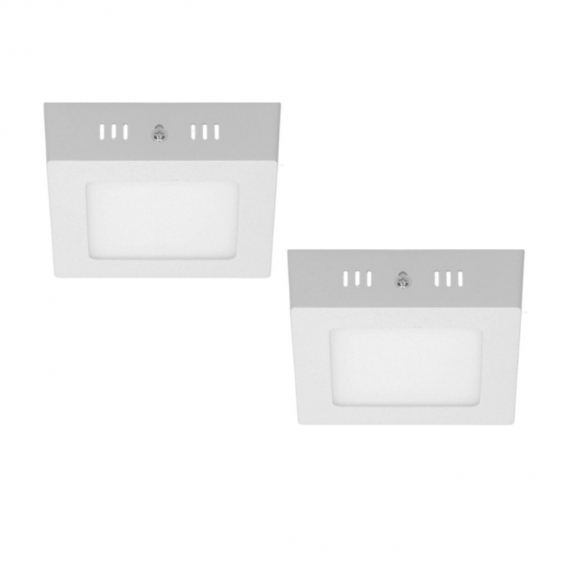 ECD Germany 2er Pack LED Deckenlampe 12W - AC 220-240V - 679 Lumen - 170x170 mm - Eckig - 160° Abstrahlwinkel - IP53 - Kaltweiß 