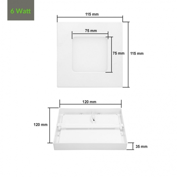 ECD Germany 9er Pack LED Deckenlampe 6W - AC 220-240V - 342 Lumen - 120x39 mm - Eckig - 160° Abstrahlwinkel - IP53 - Warmwweiß 3