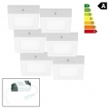 ECD Germany 6er Pack LED Deckenlampe 6W - AC 220-240V - 342 Lumen - 120x39 mm - Eckig - 160° Abstrahlwinkel - IP53 - Warmwweiß 3