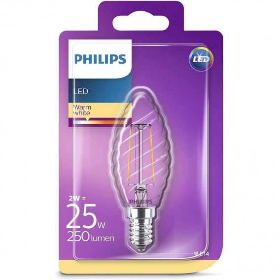 Philips LEDclassic ST35 Leuchtmittel Kerze E14, 250lm, 2W, klar, ww,E14,A++,57389100