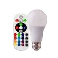 RGB LED Pendelleuchte, Stahl, Textil braun, Glas, D 45 cm