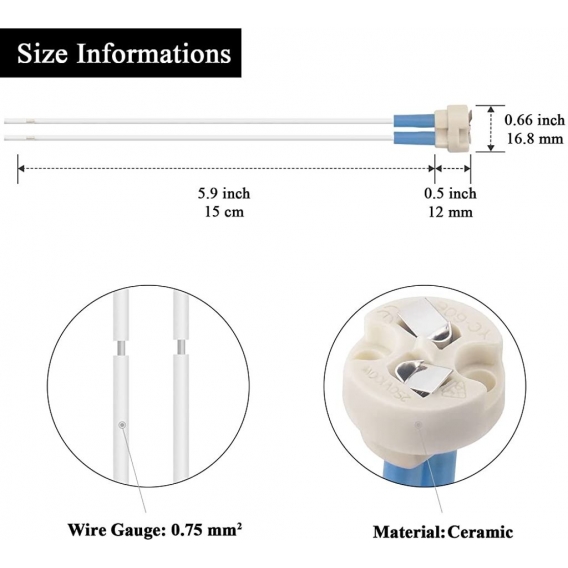 AcserGery 5-teiliger Sockel, G4-Anschluss, GU3.5, G6.35, GY6.35, GX5.3, GU5.3, MR16, GZ4 MR11, Halogen-Glühlampen-LED-Lampenfass