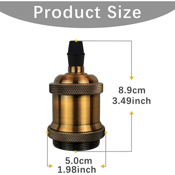 AcserGery Lampenfassung E27. Retro-Hängelampe. Adapter aus massiver Keramik. 4 Stück Messingbuchse