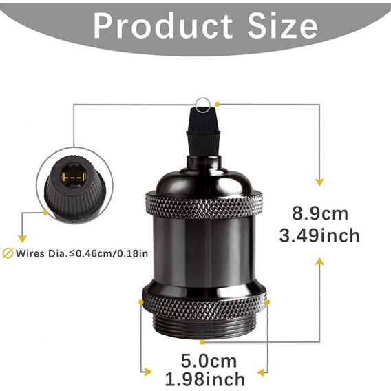 AcserGery Lampenfassung E27. Retro-Hängelampe. Adapter aus massiver Keramik. 6 Stück Mischbuchse