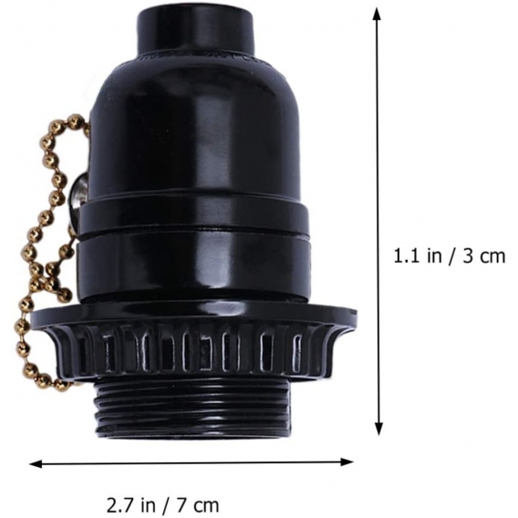 AcserGery 1 Stück E27 Lampenfassungen Lampenfassung Sockel Steckdose Adapter Zugkettenschalter (Schwarz)