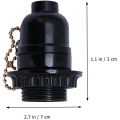 AcserGery 1 Stück E27 Lampenfassungen Lampenfassung Sockel Steckdose Adapter Zugkettenschalter (Schwarz)