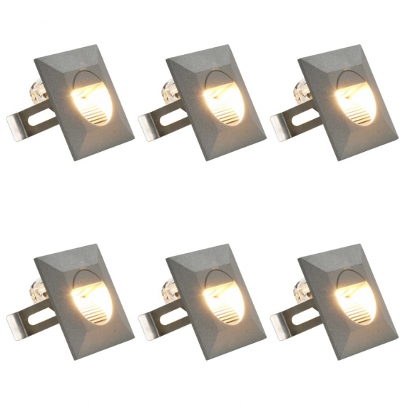 LED-Außenwandleuchten 6 Stk. 5 W Silber quadratisch