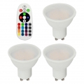 3er Set RGB LED 3,5 Watt Leuchtmittel GU10, Fernbedienung