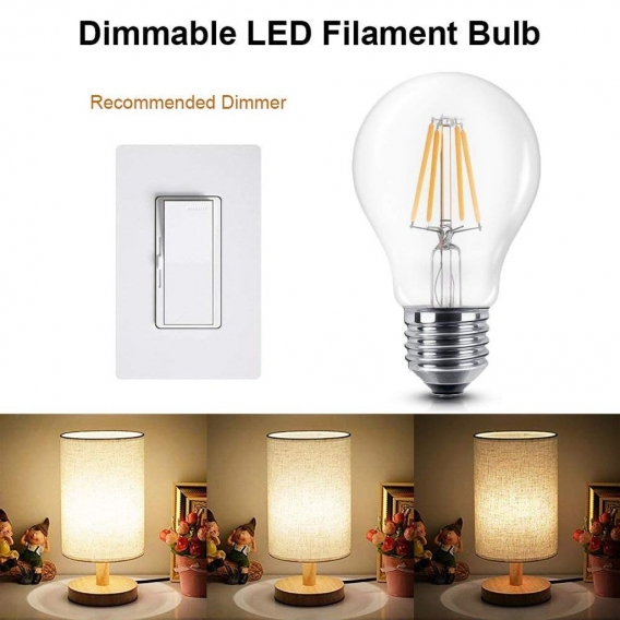 6er Pack LED Lampe E27 Glühbirne 6W dimmbare lampe,filament E27 led Glühfaden Warmweiß leuchte led Birne, 360°Abstrahlwinkel LED