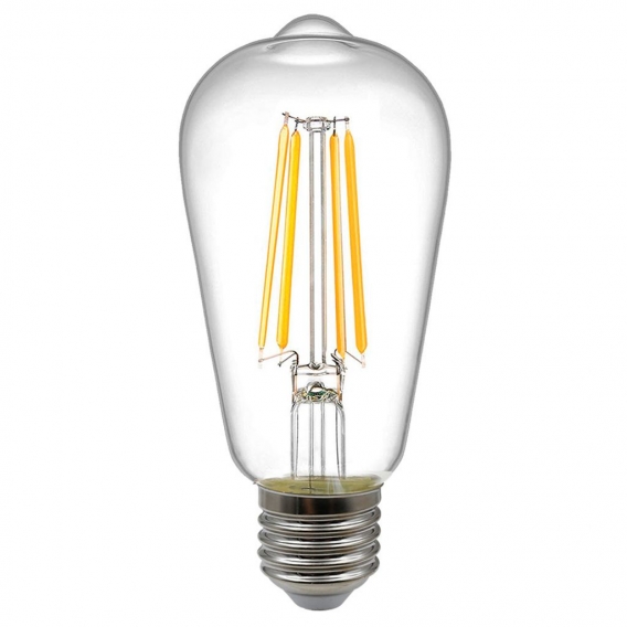 LED Leuchtmittel E27, 800 Lumen, Filament, Birnenform, warmweiß, H 14cm