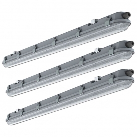 More about 3er Set LED Wannenleuchte, Kunststoff, Grau, L 120 cm