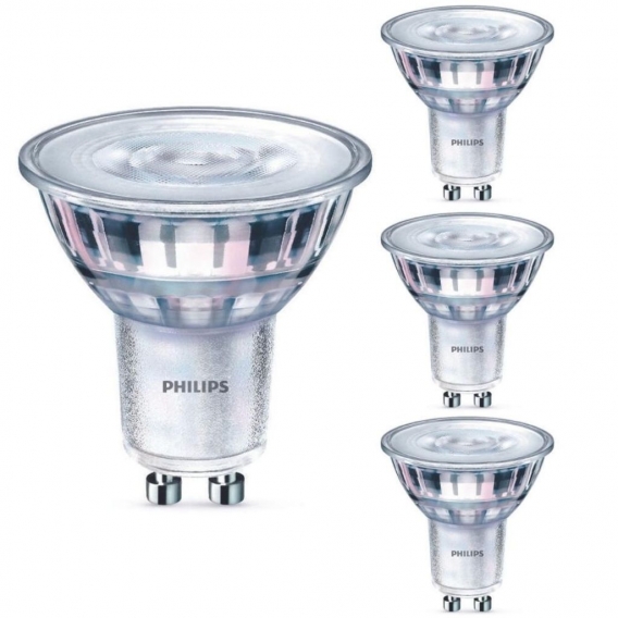 Philips LED Lampe ersetzt 50W, GU10 Reflektor PAR16, klar, warmweiß, 345 Lumen, dimmbar, 4er Pack