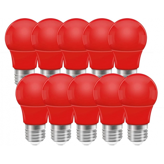 E27 Led 3W  Bunt Glühbirne,Bunten Golf Kugel Glühbirne,Rot Farbige Globe Lichterkette,10er Pack