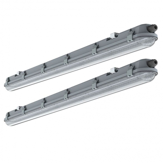 2er Set LED Wannenleuchte, Kunststoff, Grau, L 120 cm