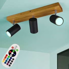 More about RGB LED Deckenstrahler, Holz, Spots verstellbar L 44 cm