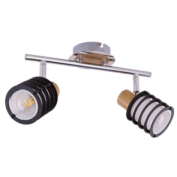 RGB LED Deckenleuchte, Chrom, Glas, Holz, beweglich, L 28 cm